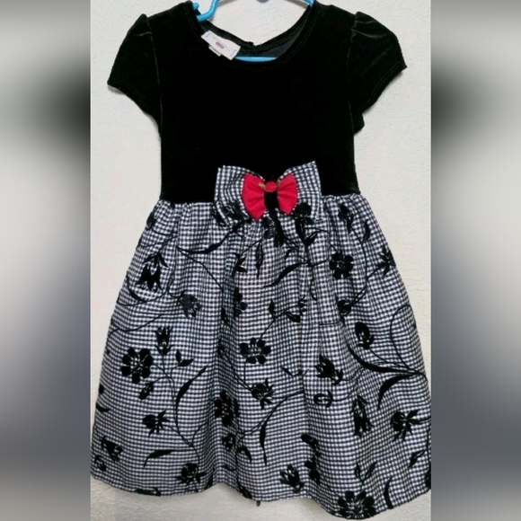 Marinellata  Dress Toddler Girls Size 3T Holiday Black White Velvet Bow Lined - Picture 1 of 11